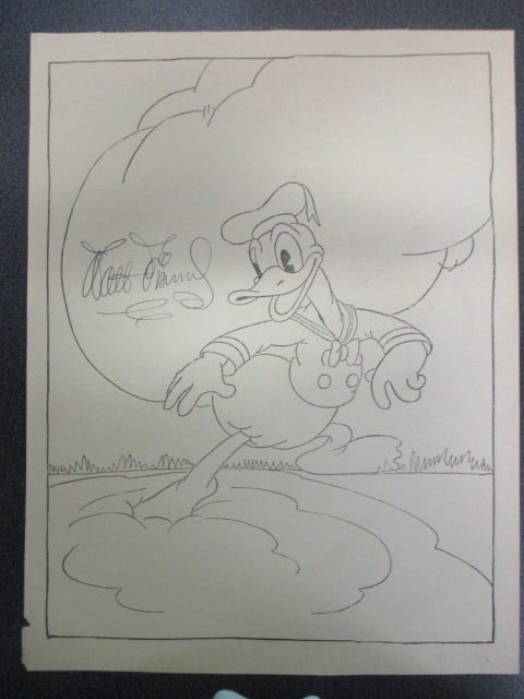 Walt Disney Signed Donald Duck Coloring Book Page (11” x 14”) with Certificate of (1 of 2)
