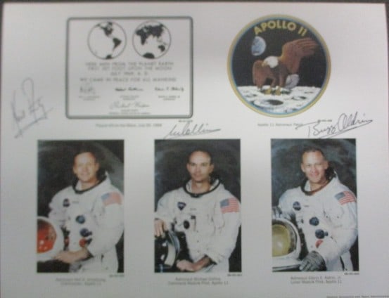 Apollo 11 Crew Signed 11” x 14” Lithograph – Armstrong, Collins & Aldrin (with (1 of 5)