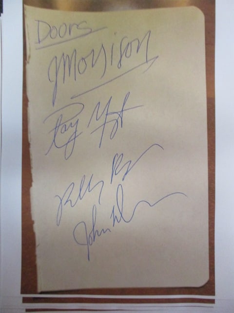 Jim Morrison and The Doors Signed Album Book Page (1 of 1)