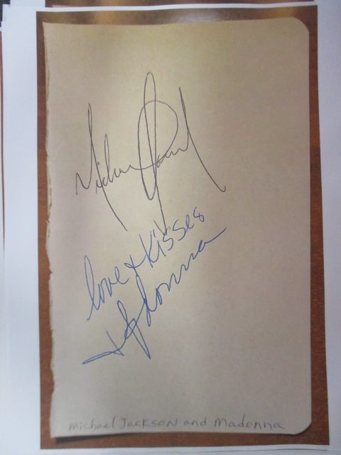 Michael Jackson and Madonna Signed Album Book Page (1 of 1)