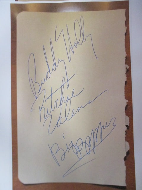 Buddy Holly, Ritchie Valens, and The Big Bopper Signed Album Book Page (1 of 1)
