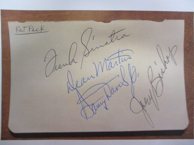 Frank Sinatra, Dean Martin, Sammy Davis Jr., and Joey Bishop Signed Album Book Page (1 of 1)