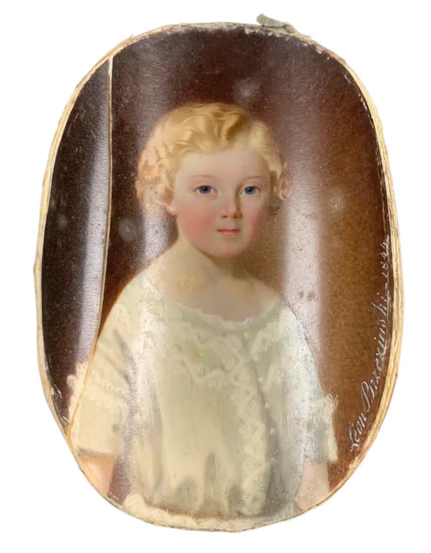 1844 Leon Brzezinski (Poland 1809-1865) Signed Portrait Miniature - #FS-5 (1 of 7)