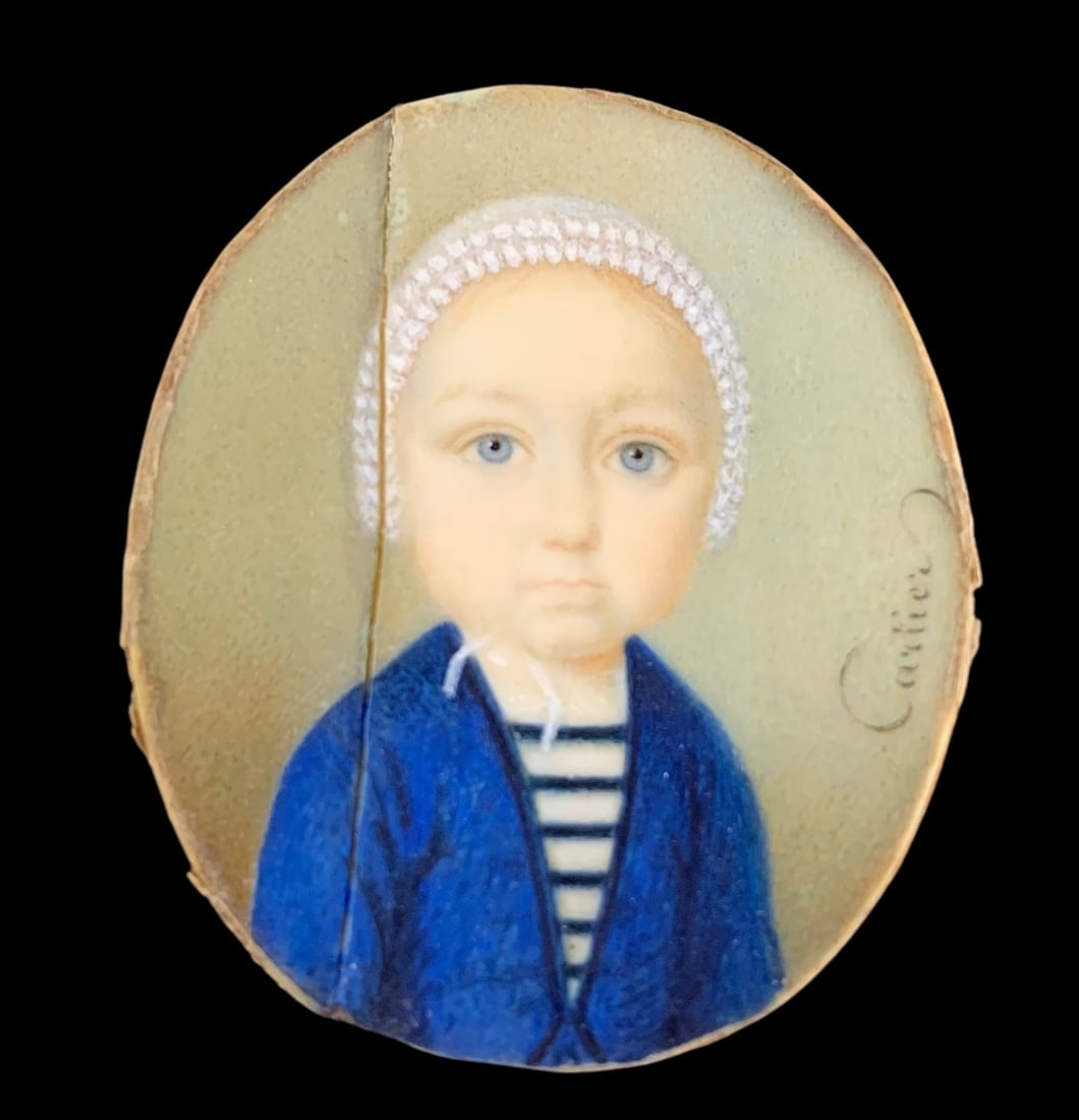 18th Century French Miniature Portrait, Signed Cartier - #JC-R (1 of 8)