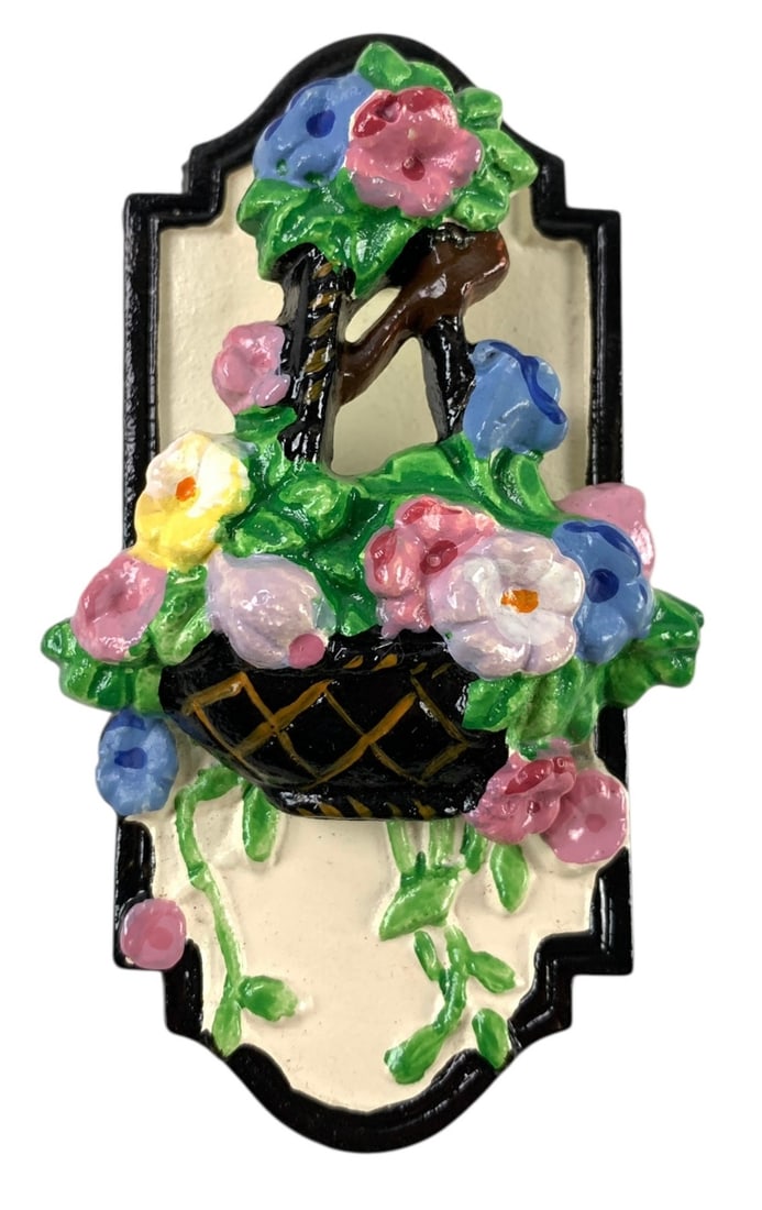 Hubley No. 205 Cast Iron Flowers In Hanging Basket Door Knocker - #FS-5 (1 of 6)