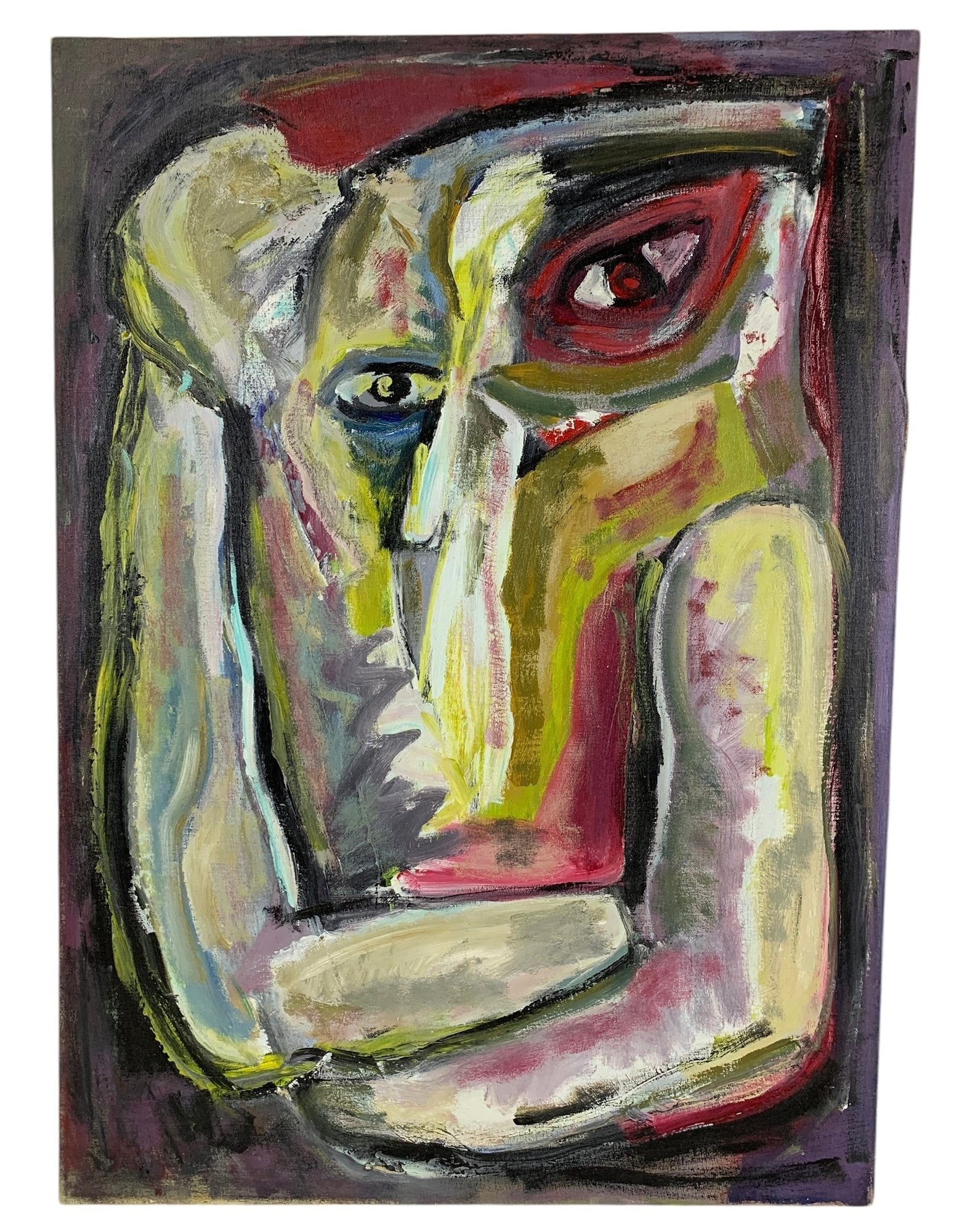 David Lester Blumer (Russian/Polish/American, 1935-2023) Surrealist Oil On Canvas - #R3: David Lester Blumer (Russian/Polish/Jewish/American, 1935-2023). No visible signature. Received along with other signed works from the artist's estate. Provenance: private estate, New Jersey. Medium: 
