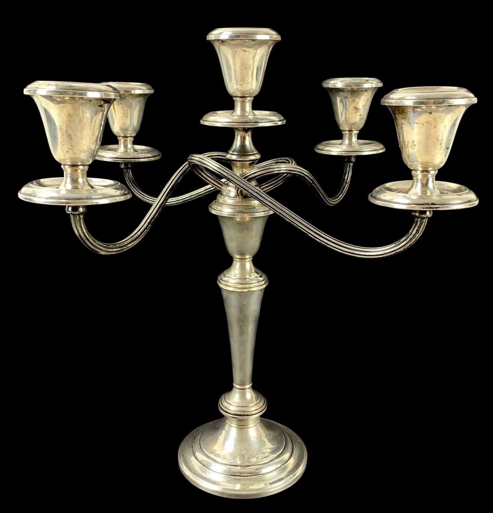 English Gadroon by Gorham Sterling Silver 5-Light Candelabra - #S10-2: Hallmarked on the bottom.Wear commensurate with age, usage.13-1/2"H x 13-1/4"W x 13-1/4"DLOCAL PICK-UP: SATURDAY, JULY 12TH FROM 10AM-4PM.LOCATION: 35 MECHANIC STREET, AMENIA, NY 12501INVOICES MUST BE
