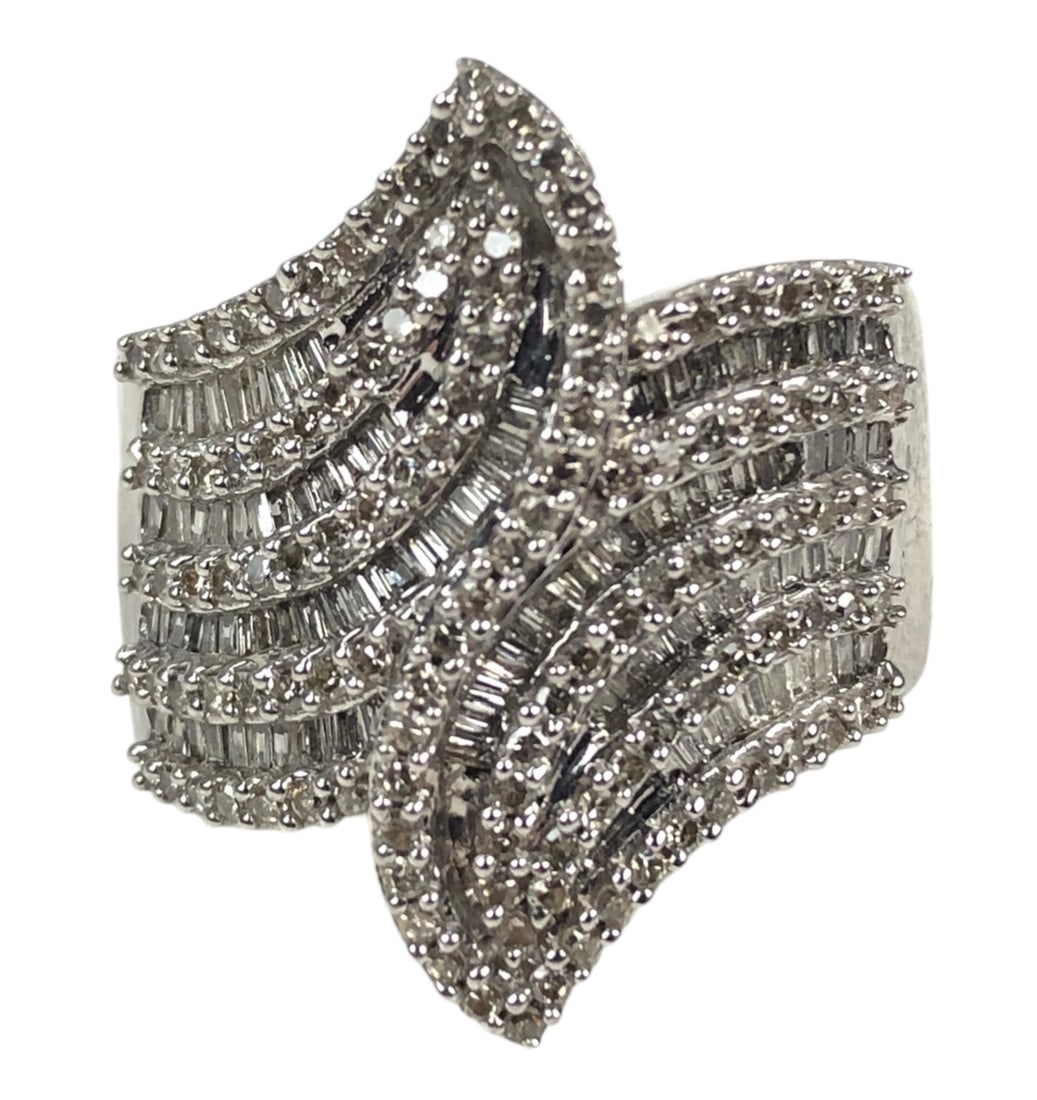 10K White Gold Diamond Cocktail Ring (Over 1.0 CTW), Size 7.5 - #JCB2 (1 of 9)