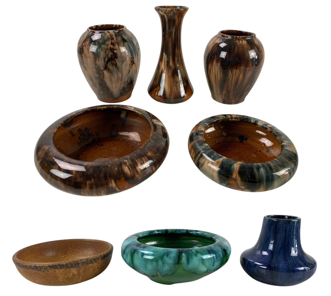 1930's Brush McCoy Drip Glaze Planters, Vases & Stoneware Bowl - #S2-4 (1 of 19)