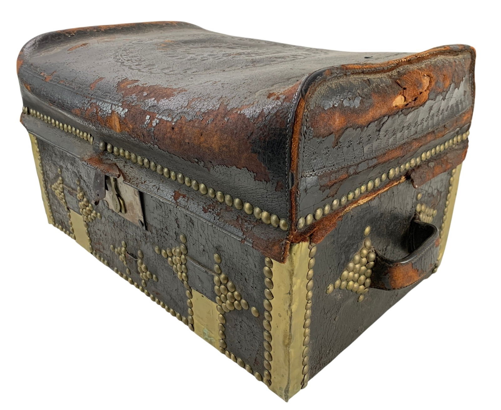 19th Century Brass Studded Leather Document Box - #S19-2 (1 of 11)