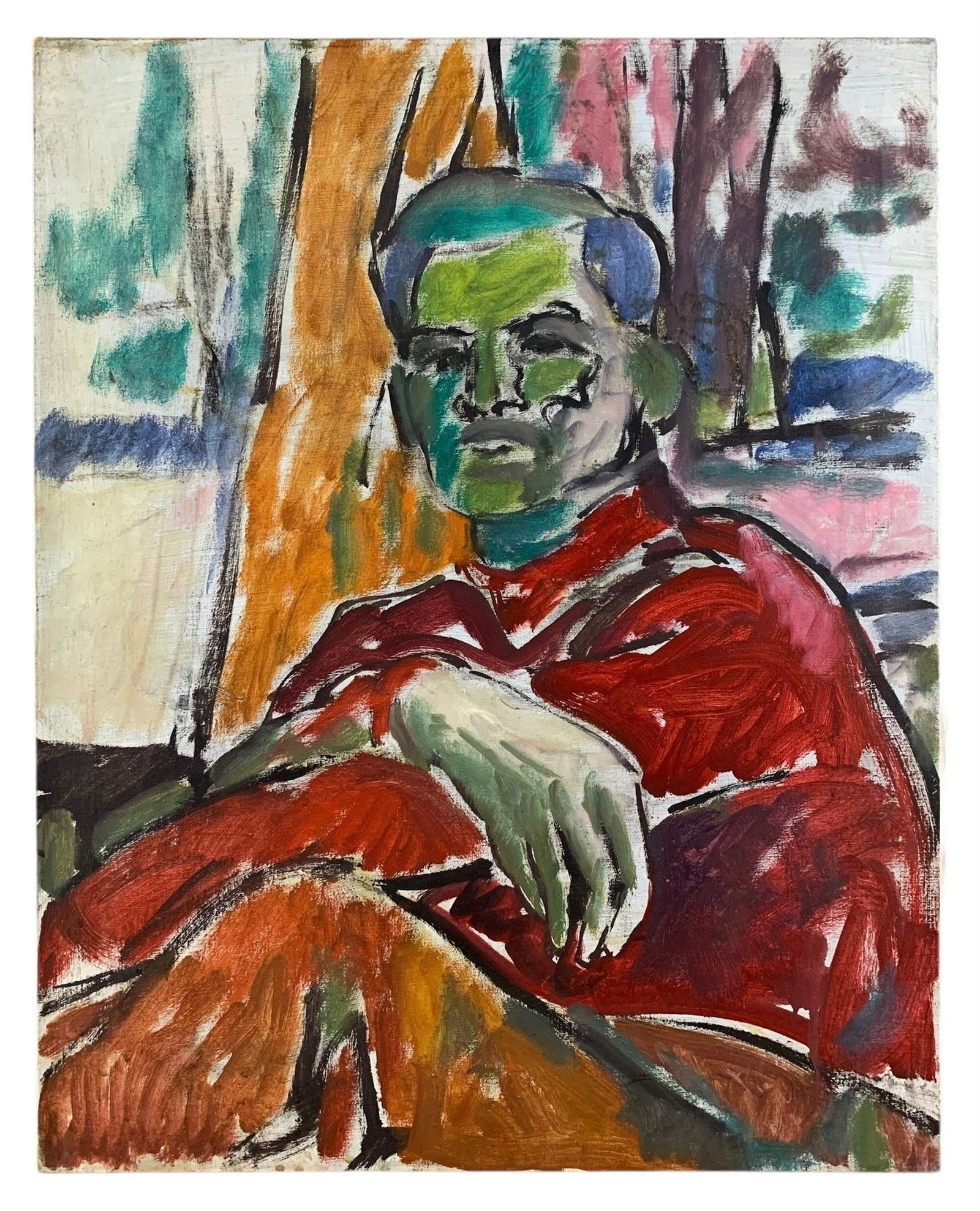 Mid-Century Portrait Of A Gentleman Oil On Canvas Painting, Signed - #BR4 (1 of 8)