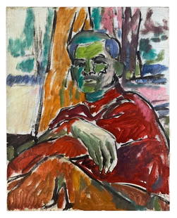 Mid-Century Portrait Of A Gentleman Oil On Canvas Painting, Signed - #BR4: Artist information affixed on verso.Condition: no repairs noted.Provenance: private estate.29-1/4"H x 23-3/4"W x 1"DPLEASE NOTE: THIS LOT IS ELIGIBLE FOR LOCAL PICK-UP OR THIRD-PARTY SHIPPING ONLY. (P