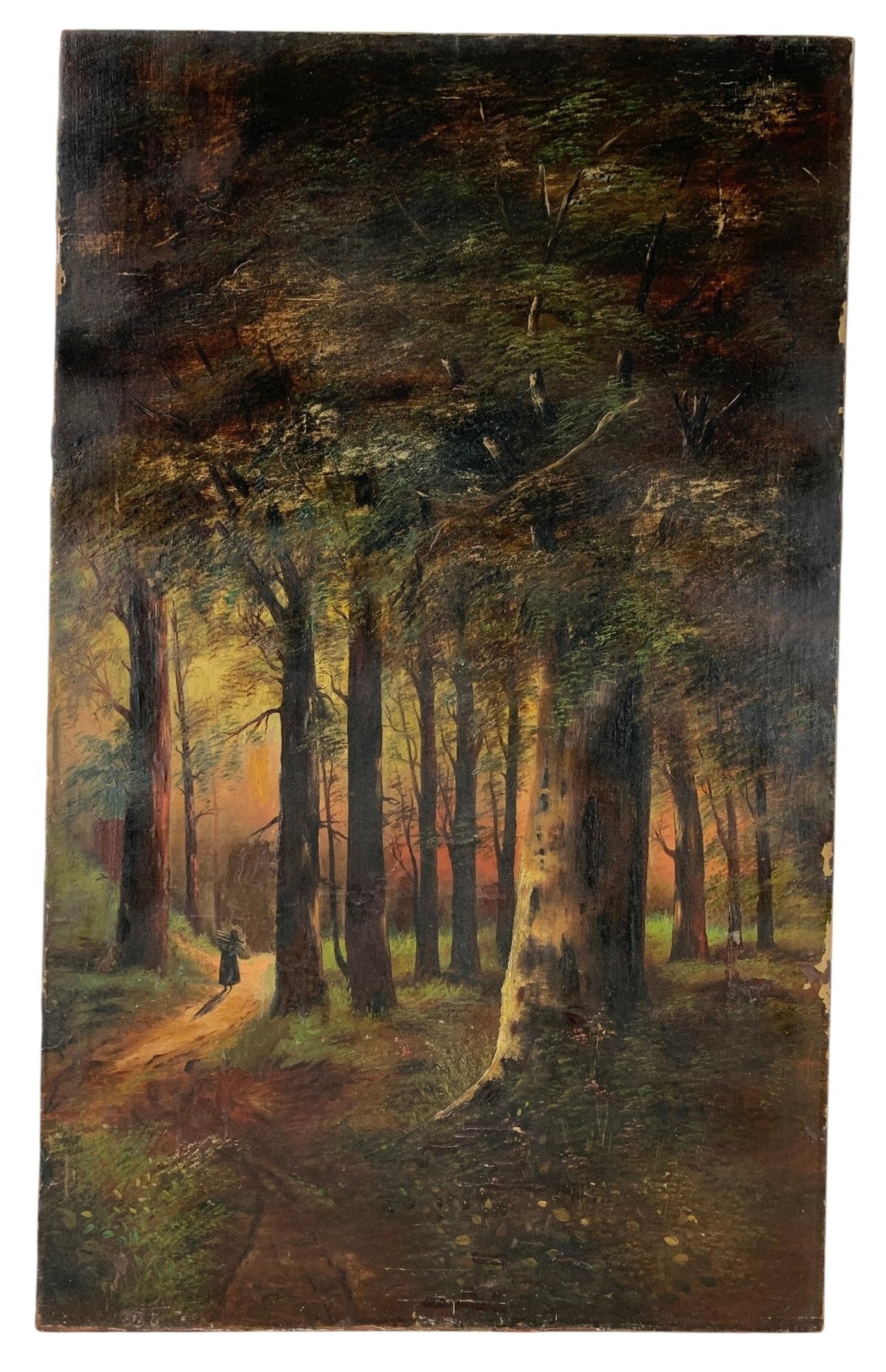 Hudson River School Forest Landscape Oil On Canvas Painting - #A10: No visible signature. Condition: losses noted along the outer margins. Provenance: private estate, New York City. 36"H x 21-7/8"W x 1"D PLEASE NOTE: THIS LOT IS ELIGIBLE FOR LOCAL PICK-UP OR THIRD-PAR