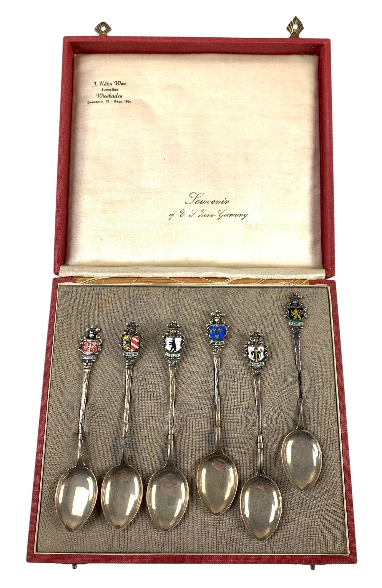 Antique 800 Silver German Coat Of Arms Souvenir Spoons (74.6 GRAMS) - #JC-L (1 of 9)