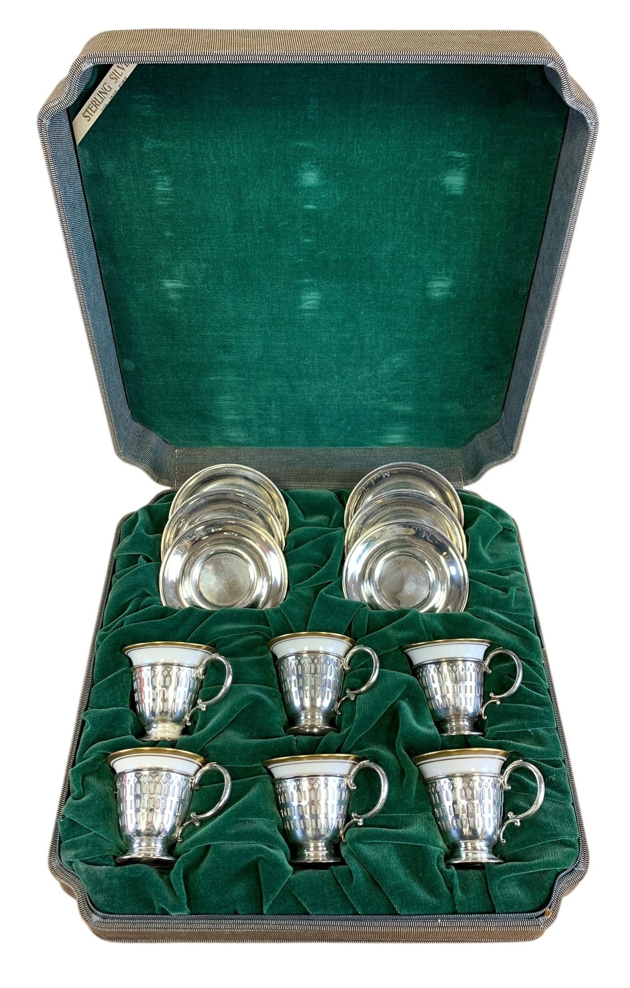 Belleek Porcelain & Sterling Silver Demitasse Cup & Saucer Set - #S14-3 (1 of 14)