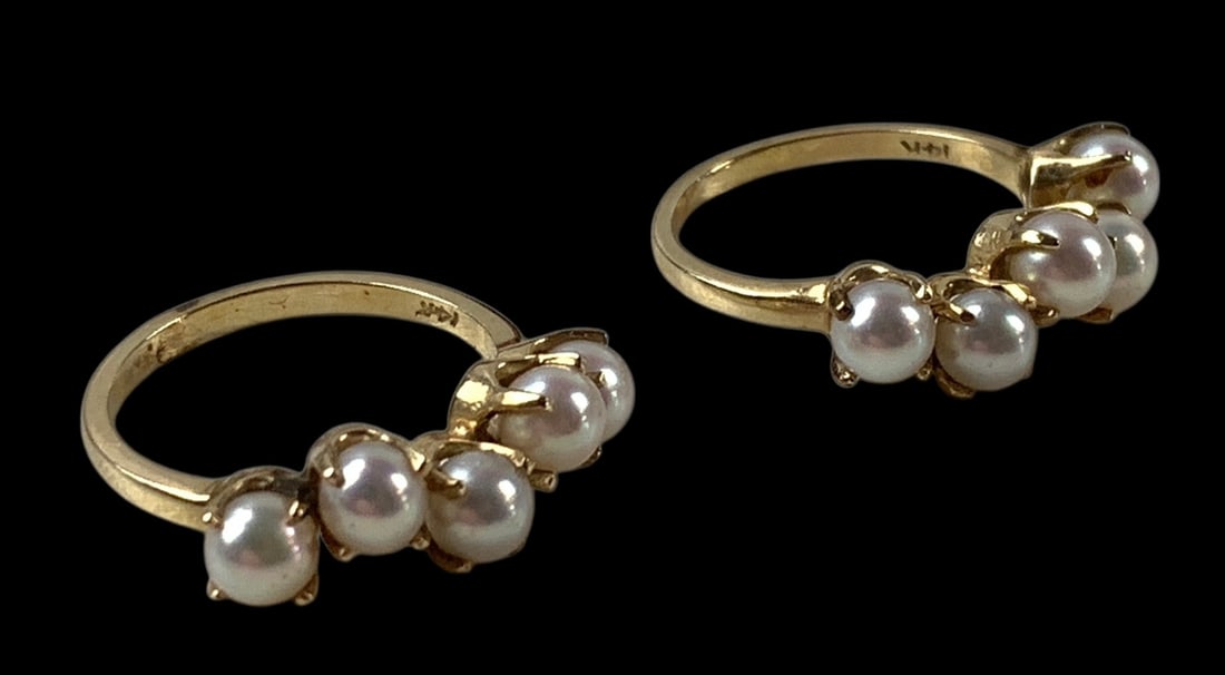 Vintage 14K Yellow Gold Pearl Stacking Infinity Pinky Rings - #S19-3 (1 of 11)