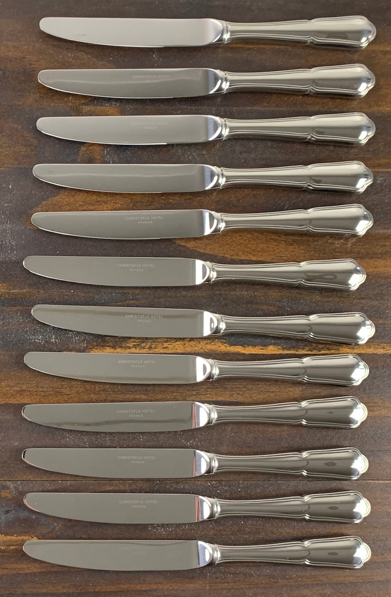 Christofle Hotel France Silver Plate Dinner Knives, Spatours Pattern (Set Of 12) - #FS-4 (1 of 5)