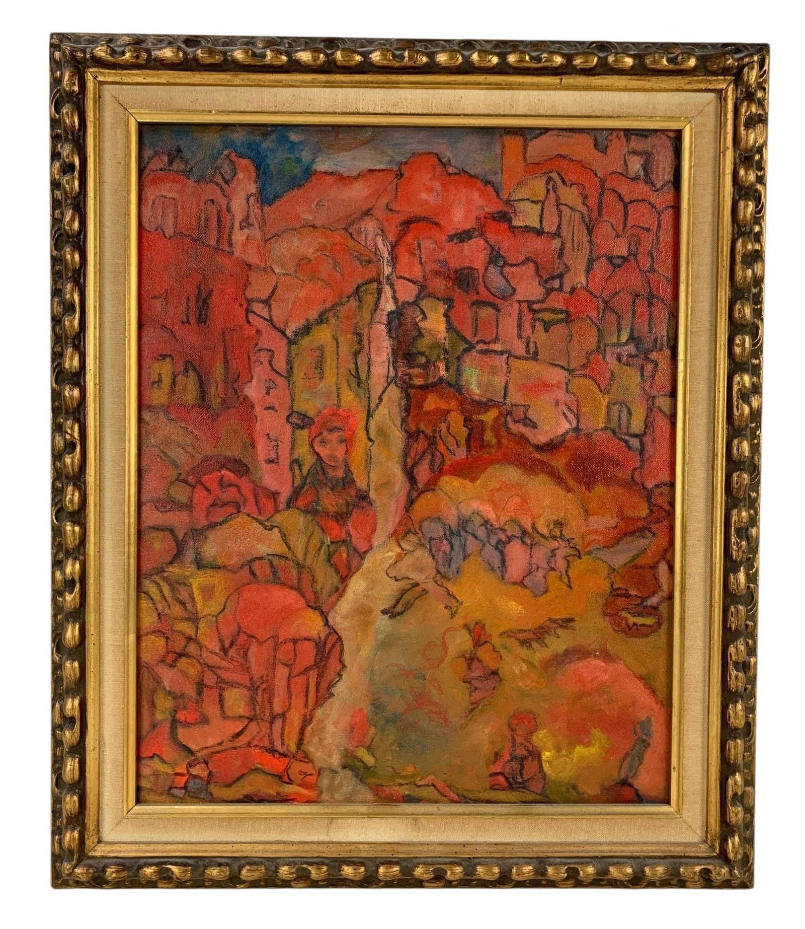 Vintage Surreal Expressionist Cityscape Oil On Canvas Painting - #RBW-W (1 of 8)