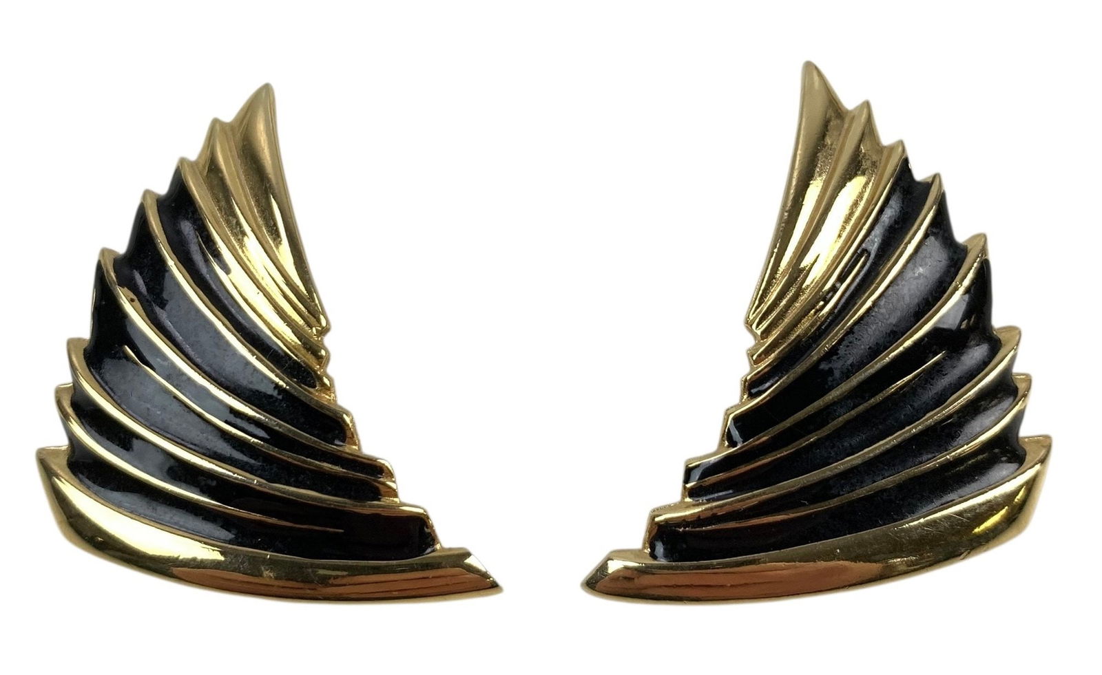 Vintage Givenchy Art Deco Style Clip-On Earrings - #S10-3: Stamped Givenchy Paris New York on verso. Approximate Measurements: 1.5"H x 1.25"W LOCAL PICK-UP: SATURDAY, FEBRUARY 21ST FROM 11AM-3PM. LOCATION: 35 MECHANIC STREET, AMENIA, NY 12501 INVOICES MUST BE