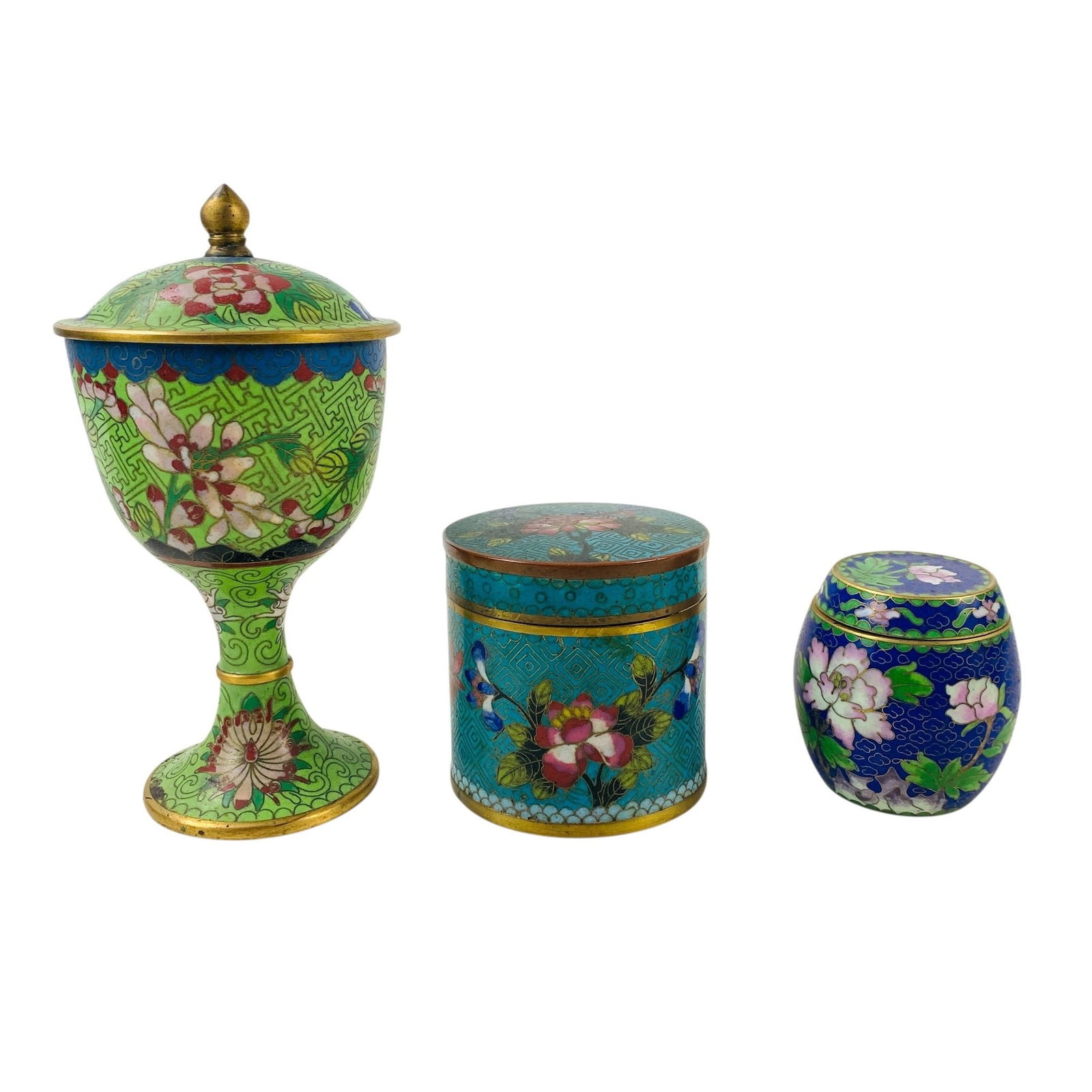 Vintage Chinese Cloisonne Enameled Lidded Jars - #FS-8 (1 of 11)