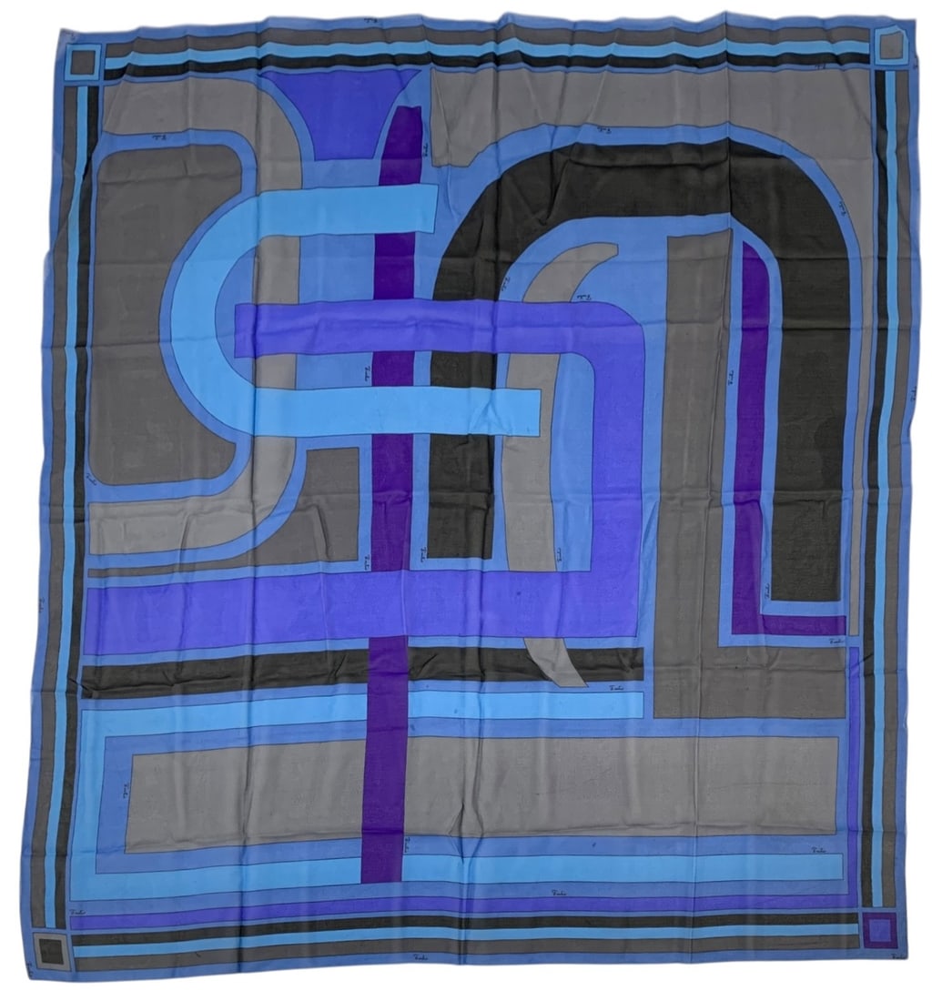 Vintage Emilio Pucci Abstract Silk Chiffon Scarf (Made In Italy) - #S14-4 (1 of 5)