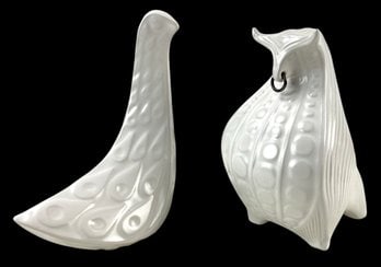 Jonathan Adler Glazed Ceramic Menagerie Bird Figurine & Bull Coin Bank - #S14-2 (1 of 7)