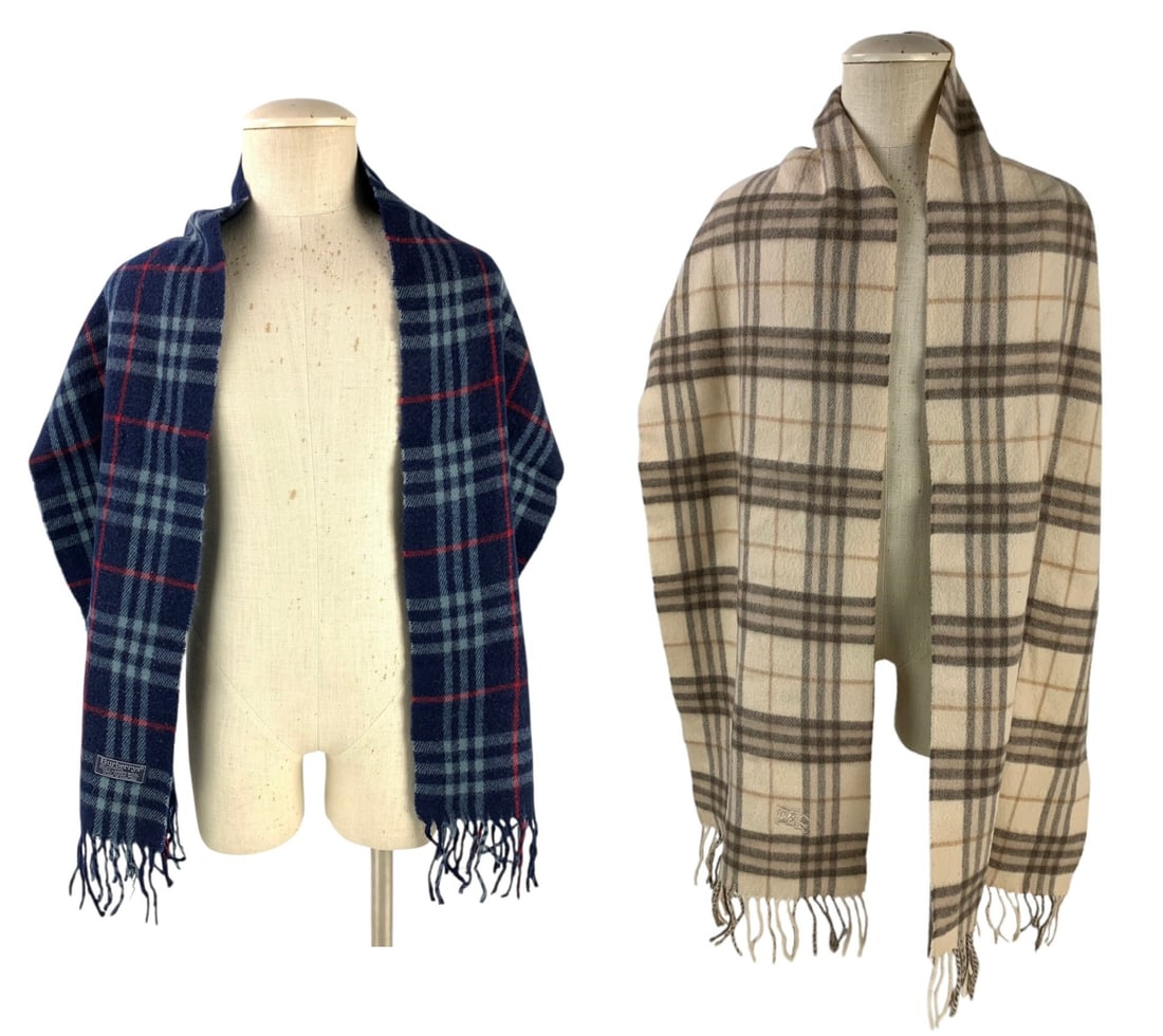 Burberrys Lambswool & Burberry Scottish Wool-Cashmere Blend Nova Check Scarves - #S2-4 (1 of 7)