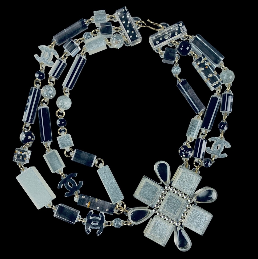 Chanel Lucite Triple Strand Statement Necklace (Made In Italy) - #S19-3 (1 of 8)