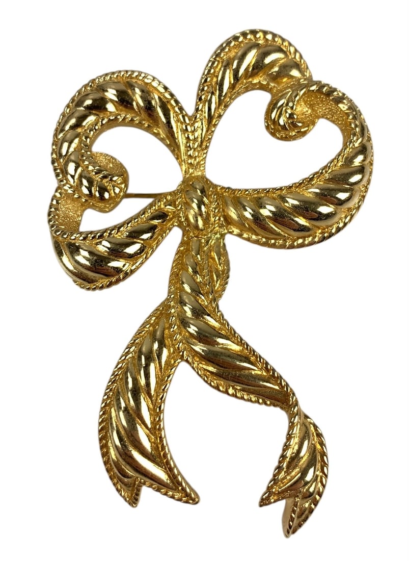 Christian Dior Gold Tone Bow Tie Ribbon Brooch - #S18-3 (1 of 5)