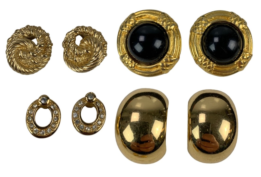 Collection Of Christian Dior & Ben Amun Vintage Gold Tone Earrings - #FS-5 (1 of 15)