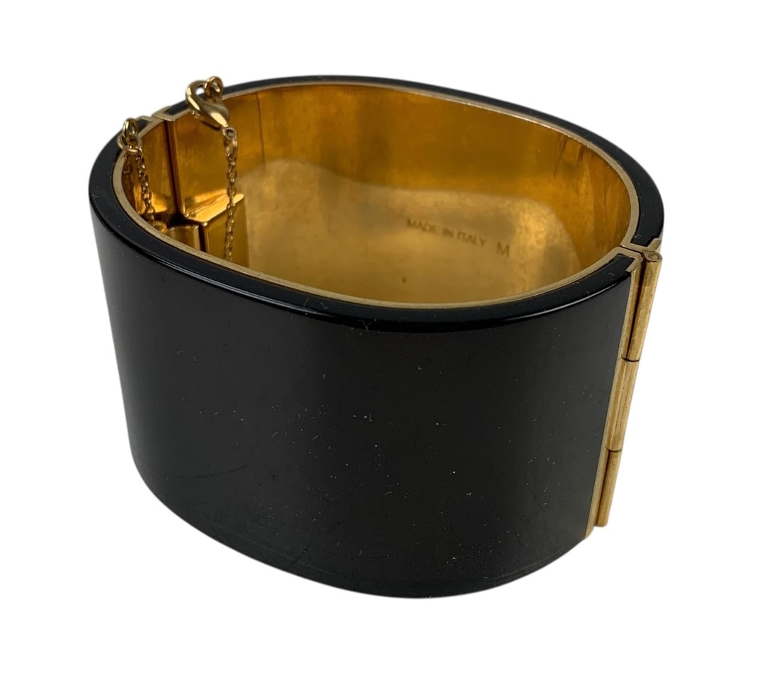 Celine Paris Black & Gold Tone Manchette Cuff (Made In Italy) - #JC-L (1 of 8)