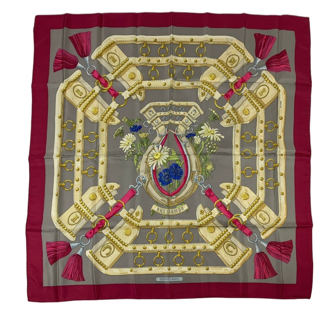 Hermes Aux Champs Silk Scarf (Made In France) - #S2-4 (1 of 6)