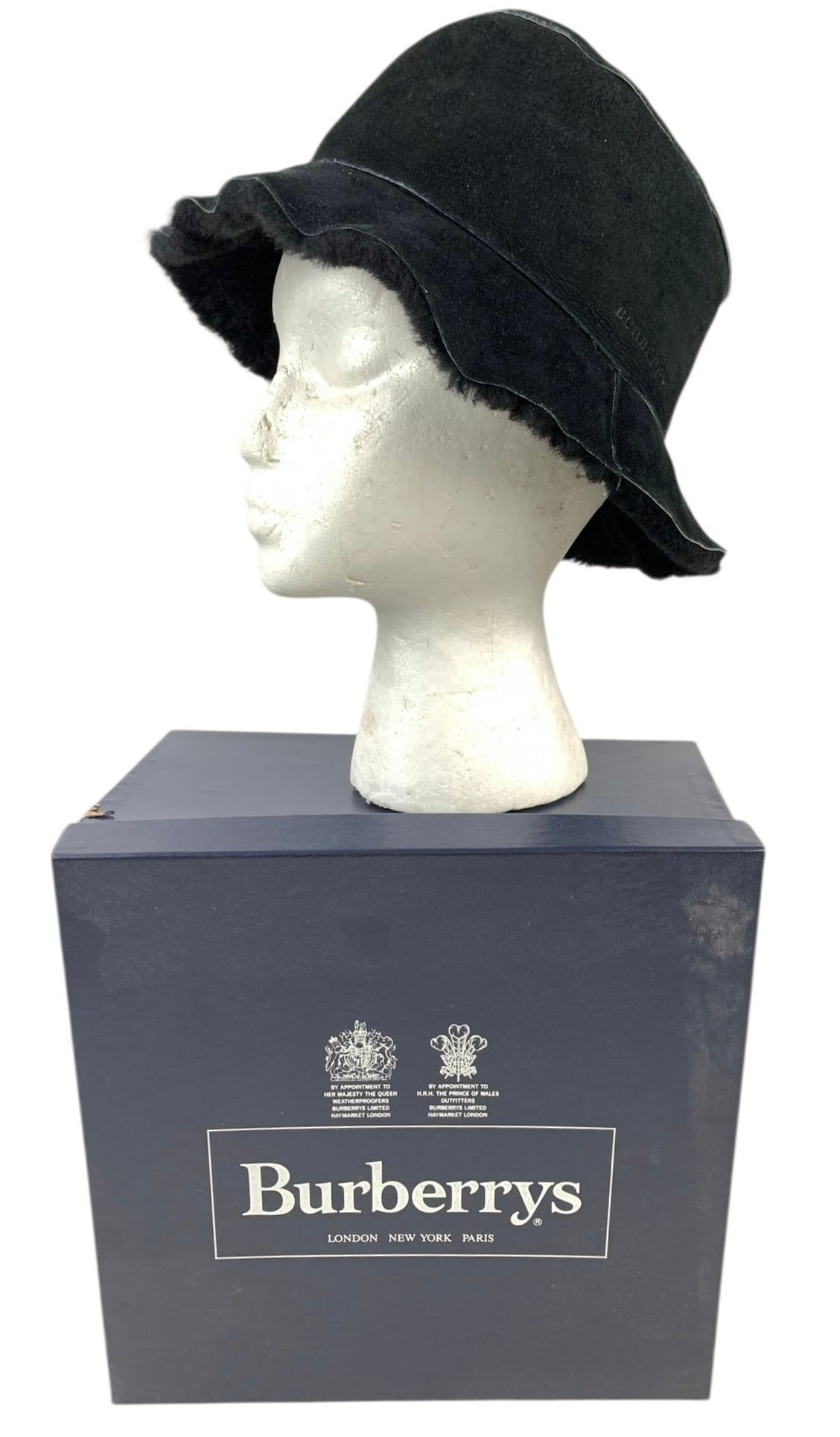 Burberrys Sheepskin Bucket Hat With Original Box (Made In England) - #S9-2 (1 of 8)