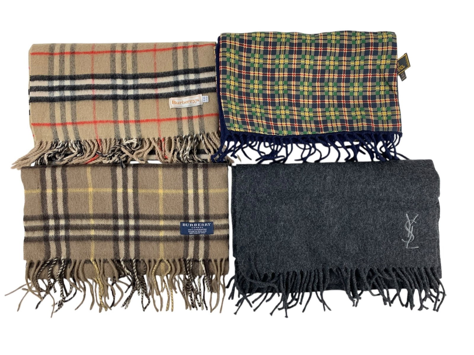 Burberrys Cashmere Scarf, Yves Saint Laurent, Burberry & Fendi Wool Scarves - #S14-4 (1 of 7)