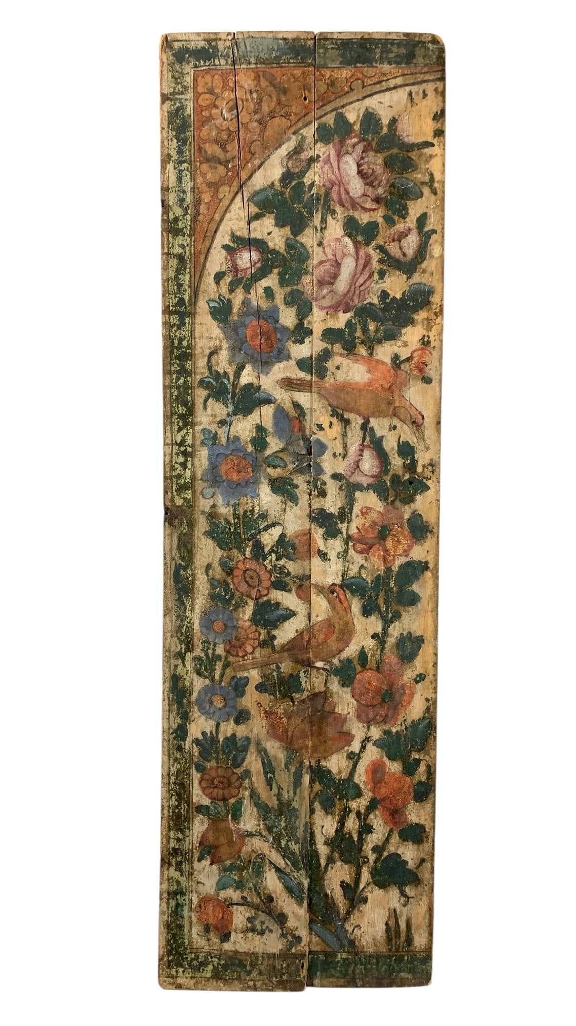 Antique Persian Qajar Painted Wood Panel Depicting Birds & Flowers - #S19-F (1 of 10)