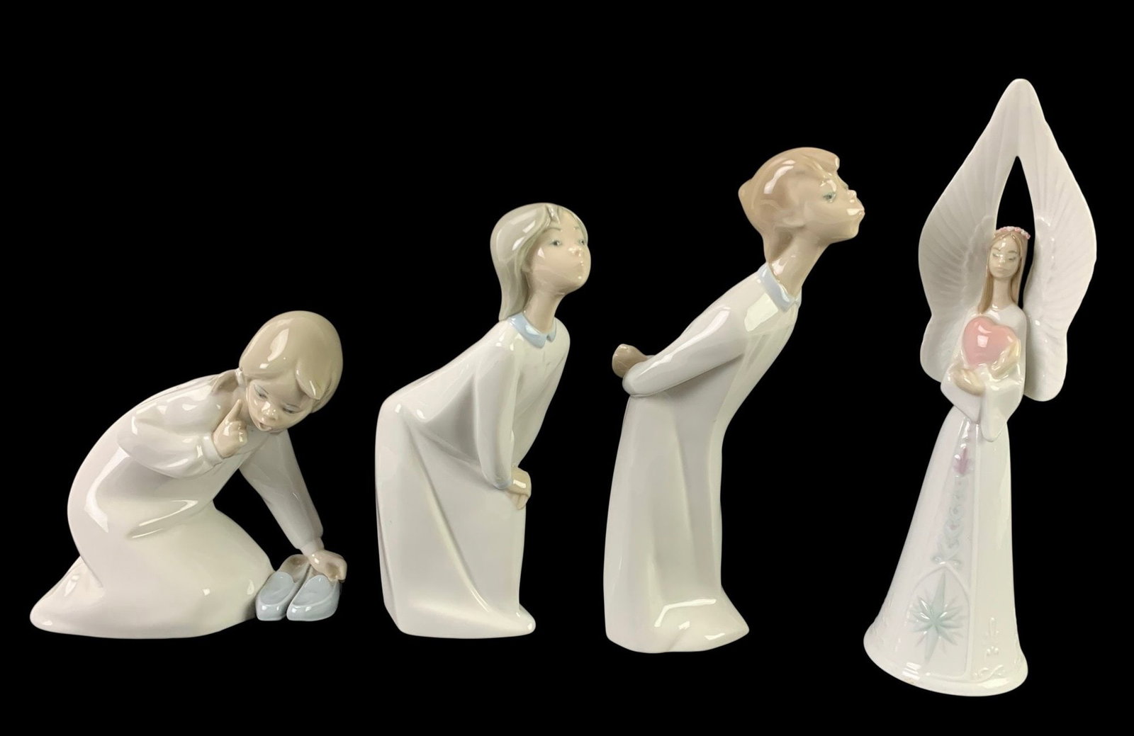 Lladro: Little Girl With Slippers #4523, Boy & Girl Kissing #4873, Sounds Of Love #6474 - #S13-1: Made in Spain. Condition: very good pre-owned condition. No visible cracks or chips. LOCAL PICK-UP: SATURDAY, JULY 11TH FROM 11AM-3PM. LOCATION: 35 MECHANIC STREET, AMENIA, NY 12501 INVOICES MUST BE P