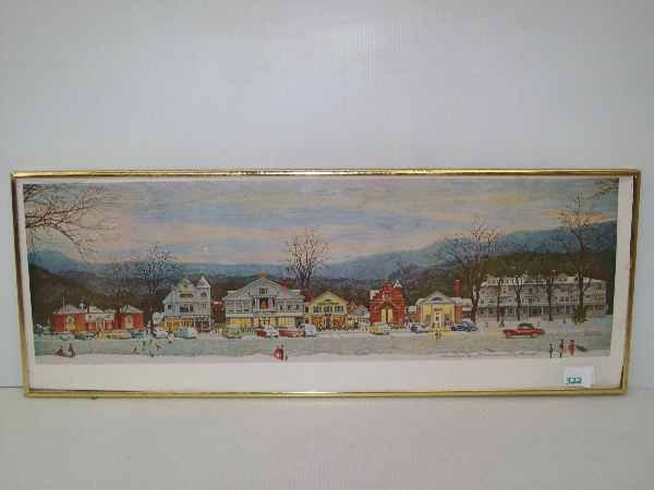 Print: Signed Norman Rockwell print. 28.5 inches wide x 9 inches high