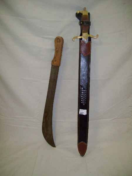 Knives: 1 machete & 1 sword with sheath.