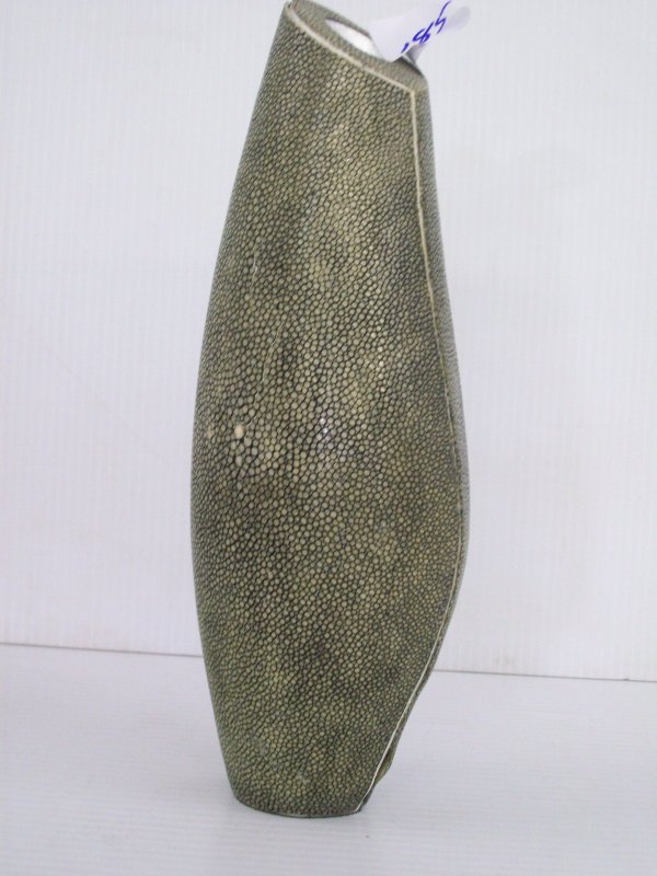 Vase: R & Y Augausti Paris Shagreen vase. 10 inches high x 4 inches wide