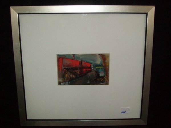 Artwork/Painting: "Coal yard" signed Jean Liberte Image measures 8 1/2 inches wide x 5 1/2 inches high