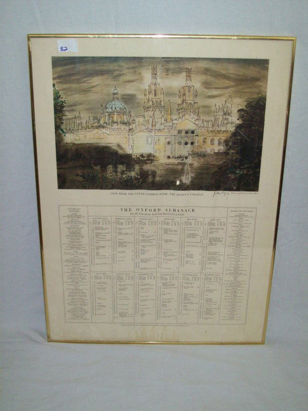 POSTER: THE OXFORD ALMANAC POSTER BY JOHN PIPER. 30 INCHES HIGH X 22 INCHES WIDE