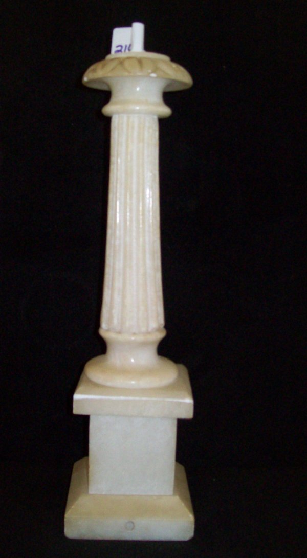 LIGHTING: ALABASTER LAMP BASE. 16 1/2 INCHES HIGH