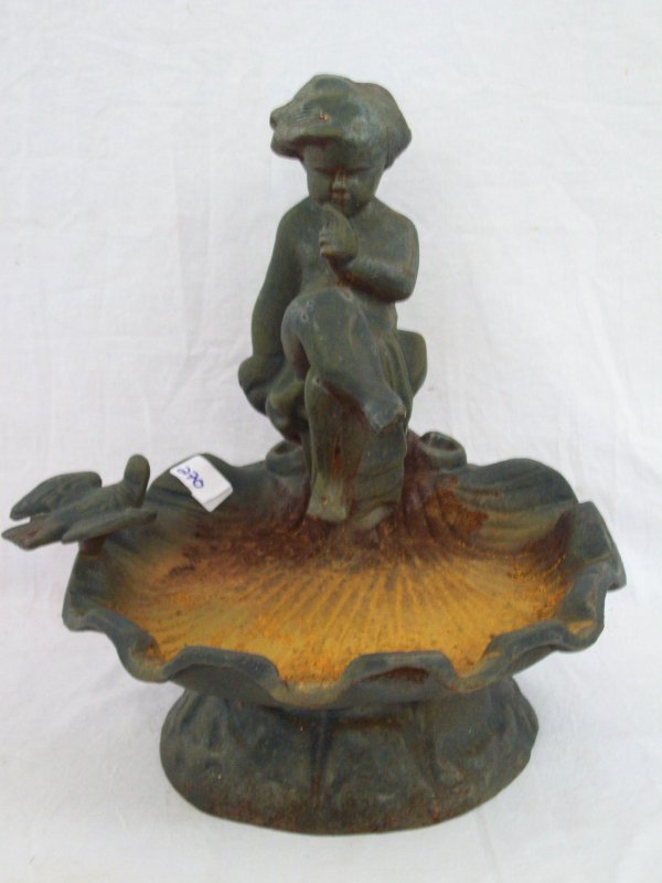 OUTDOOR FOUNTAIN: CAST IRON OUTDOOR ANGEL FOUNTAIN. 16 INCHES HIGH X 13 INCHES WIDE