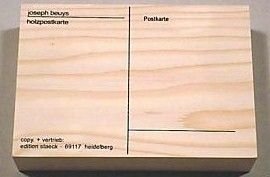 JOSEPH BEUYS: JOSEPH BEUYS WOOD POSTCARD. 6 INCHES X 4 INCHES