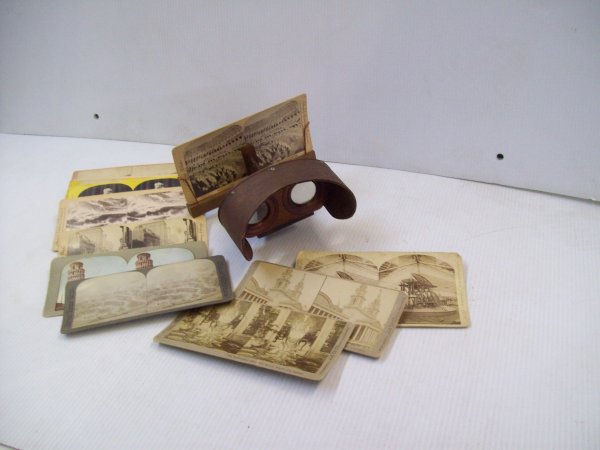 STEREO-OPTIC VIEWER & CARDS: STEREO-OPTIC VIEWER & CARDS INCLUDING WORLD'S FAIR EHIBITION; WORLD'S COLUMBIAN EXHIBITION
