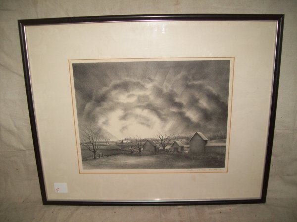 ART: ENGRAVING SIGNED VICTORIA HUSTON HUNTLEY 1946