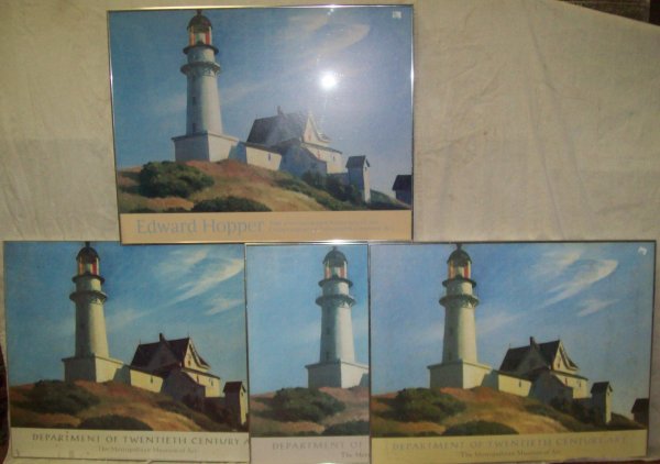 ART: 4 POSTERS EDWARD HOPPER LIGHT HOUSES 29 1/2H X 37W