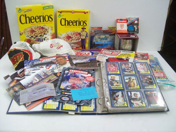 NASCAR ITEMS: NASCAR PROGRAMS; SIGNED HATS JOHN & MICHAEL ANDRETTI; MAGAZINES.