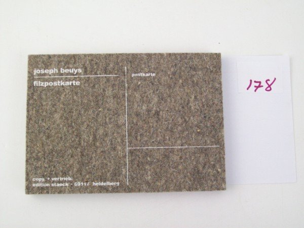 JOSEPH BEUYS FELT POSTCARD: JOSEPH BEUYS FELT POSTCARD FILZPOSTKARTE. 4 INCHES X 6 INCHES