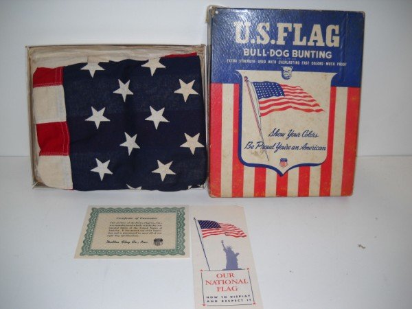 U.S. BULL DOG BUNTING FLAG: U.S. BULL DOG BUNTING 48 STAR FLAG.